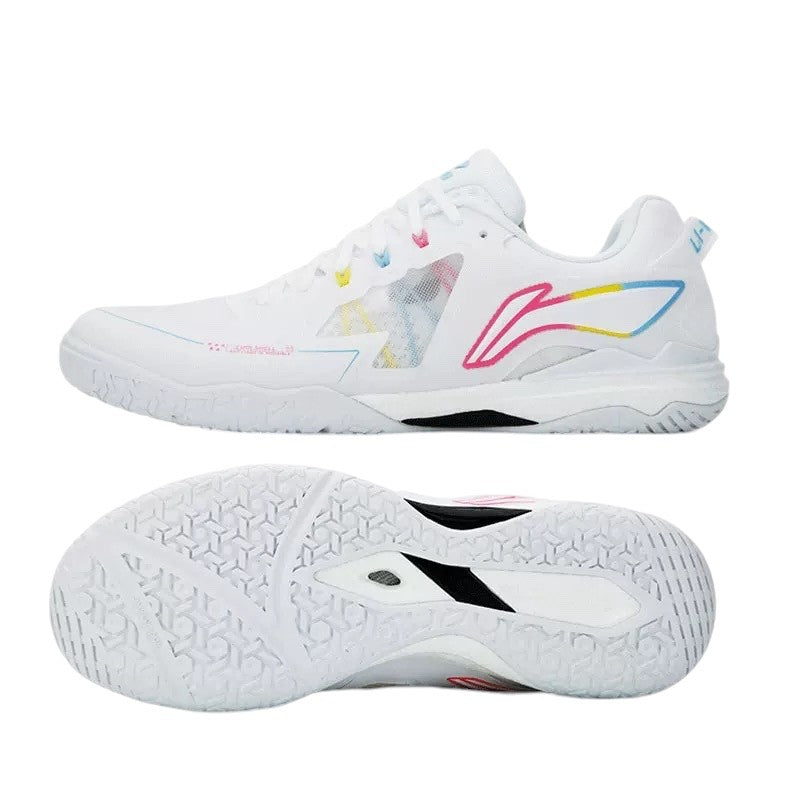 Chaussures de ping-pong - Chaussures de compétition Li Ning New Kirin 3.0 2024 - Blanc / Bleu / Jaune / Rose