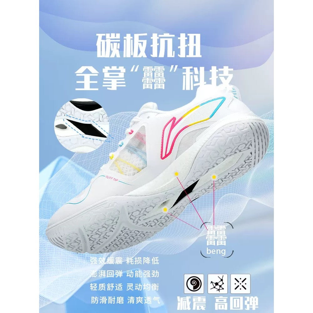 Chaussures de ping-pong - Chaussures de compétition Li Ning New Kirin 3.0 2024 - Blanc / Bleu / Jaune / Rose