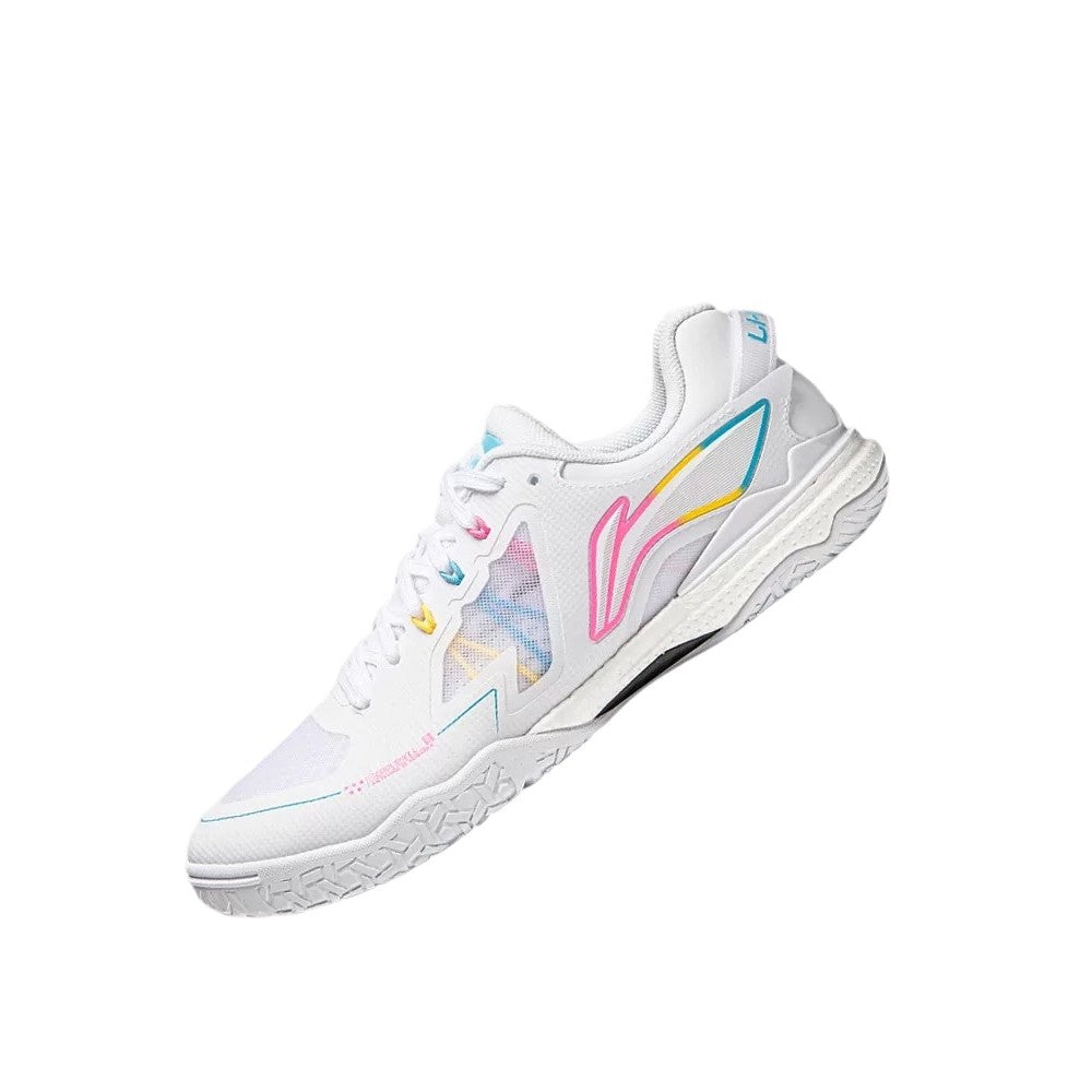 Chaussures de ping-pong - Chaussures de compétition Li Ning New Kirin 3.0 2024 - Blanc / Bleu / Jaune / Rose