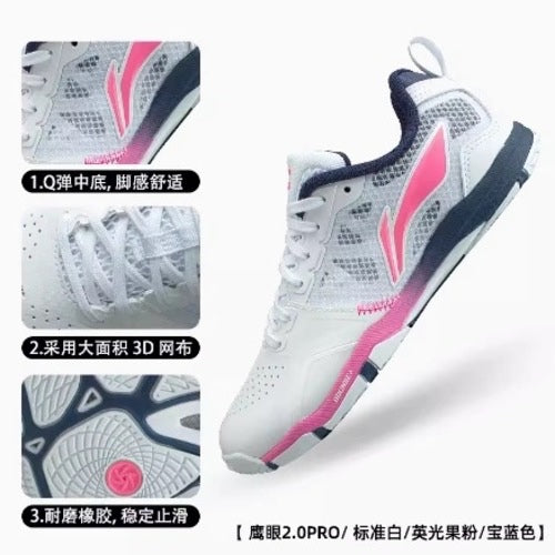 Chaussures de ping-pong - Li-Ning Hawkeye 2.0 PRO (blanc/violet/rose)