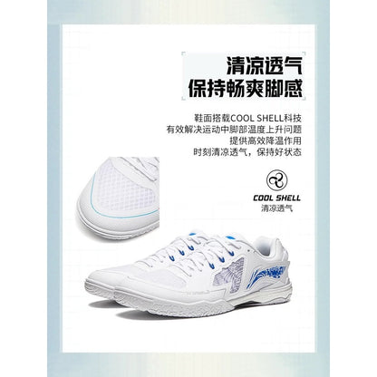 Ping Pong Shoes - Li Ning New Kirin 3.0 Table Tennis competition shoes 2024 - White / Blue